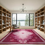 Ornate Pink Hearts Area Rug
