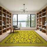 Yellow Vibrant Yellow Abstract Swirl Area Rug