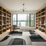 Black and White Geometric Modern Bold Black White Geometric Abstract Area Rug