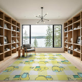 Playful Yellow Gingham Chick Jug Cartoon Rug