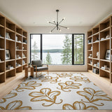 Golden Leaf Floral Pattern Area Rug