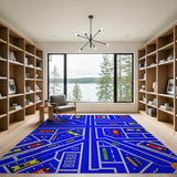 Kids Cartoon Multi-color and Patterns Kids Cartoon City Roads Play Rug
