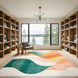 Abstract Area Multi-color and Patterns Abstract Wave Multi-Color Area Rug