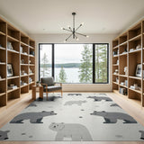 Adorable Grey Bear Cartoon Area Rug