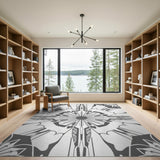 Geometric Modern Grey Geometric Starburst Area Rug