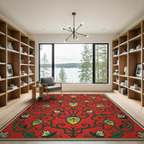 Vibrant Strawberry Vine Red Area Rug