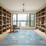 Adorable Cartoon Bears Animals Blue Kids Rug