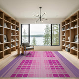Vibrant Pink Checkered Geometric Rug