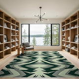 Green Teal Green Geometric Abstract Area Rug
