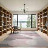 Abstract Pink Grey Wavy Area Rug