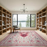 Blush Pink Shaggy Bull Floral Area Rug