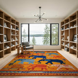 Vibrant Multi-Color Elephant Tribal Area Rug