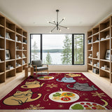 Playful Cartoon Cats Holiday Feast Rug