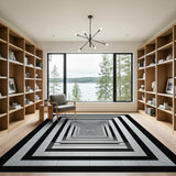 Black White Infinite Grid Optical Rug