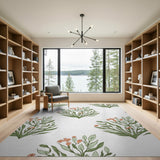 Vintage Orange Flower Green Leaf Area Rug