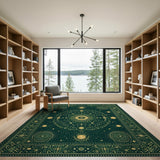 Emerald Celestial Mandala Area Rug