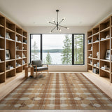 Brown Tan Geometric Diamond Woven Rug