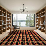 Bold Orange Black Zigzag Geometric Area Rug
