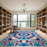 Blue and Teal Intricate Blue Floral Persian Area Rug