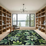 Passionflower Vines Green Area Rug