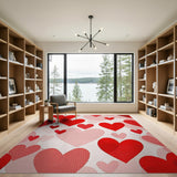 Overlapping Red Hearts Area Rug