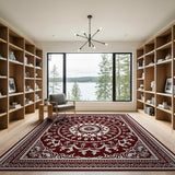 Red Ornate Red Persian Mandala Area Rug