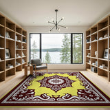 Yellow Vibrant Yellow Mandala Persian Area Rug