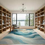 Teal Ocean Wave Swirl Area Rug