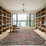 Multi-color and Patterns Bold Red Black Wavy Stripe Area Rug