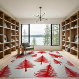 Red Christmas Tree Pattern Area Rug