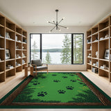Jungle Paw Prints Green Kids Area Rug