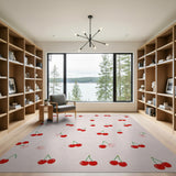 Whimsical Cherry Fruit Pattern Area Rug