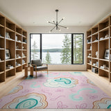 Whimsical Pink Teal Petal Butterfly Area Rug