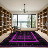 Pink Geometric Grid Wireframe Area Rug