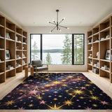 Pink Gold Cosmic Stars Galaxy Area Rug