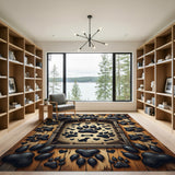 Rustic Dog Paw Barn Area Rug