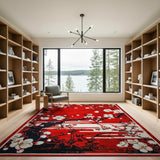 Red Plum Blossom Oriental Area Rug
