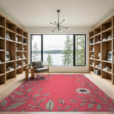 Vibrant Pink Sunflower Line Art Area Rug