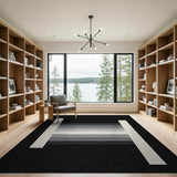 Modern Grey Geometric Stripe Rug