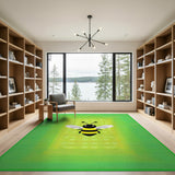 Cute Cartoon Bumblebee Green Area Rug
