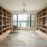 Beige and Neutral Abstract Beige Neutral Wave Area Rug