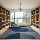 Modern Blue Overlapping Circles Geometric Rug
