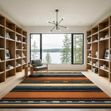 Southwestern Striped Area Rug with Pueblo Motifs