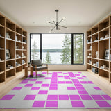 Vibrant Pink Geometric Pixel Art Area Rug