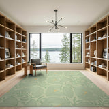 Mint Green Abstract Leaf Area Rug