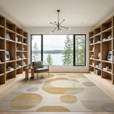 Modern Gold Circles Geometric Area Rug