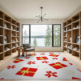 Festive Red Gift Boxes Area Rug