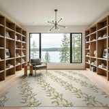 Yellow Floral Vine Sketch Area Rug