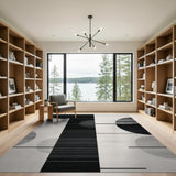 Geometric Modern Modern Black White Geometric Abstract Area Rug