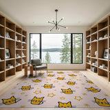 Cute Cartoon Cats Stars Pink Area Rug